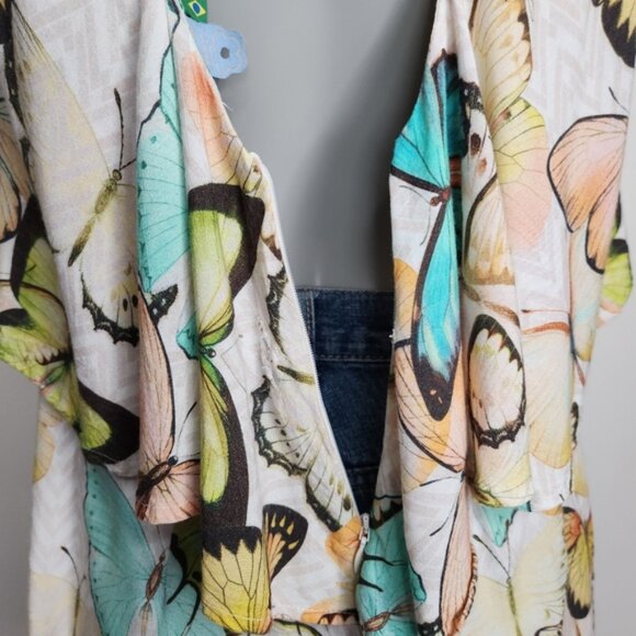 Farm Rio Butterfly Print Ruffle Bodice Thin Strap Mini Dress Size S - Picture 10 of 16